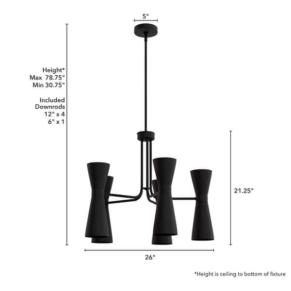 Hunter Zola Black 10-Light Chandelier - Dining Room, Bedroom, Living/Great Room, Foyer - Modern, Mid-Century - Designer!