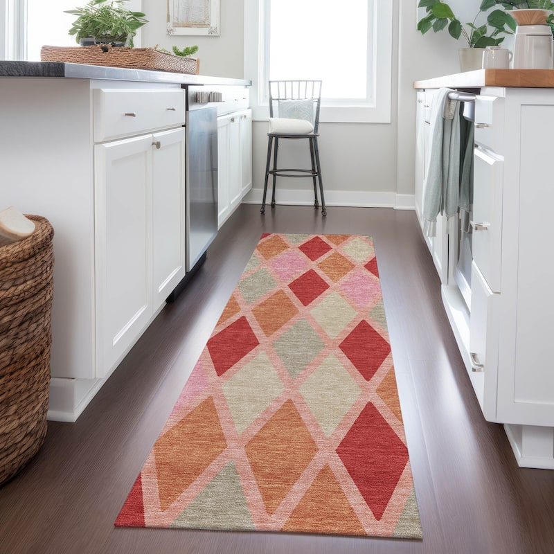 Machine Washable Indoor/ Outdoor Chantille Prism Diamond Rug