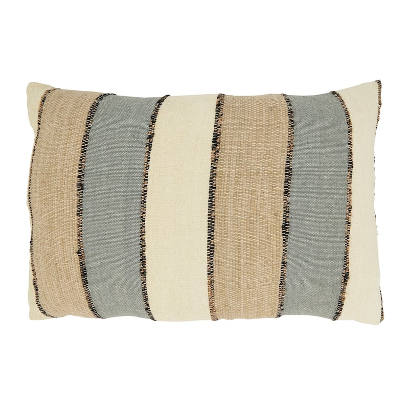 Contemporary Stripes Throw Pillow - 16"x24" - Polyester - Blue