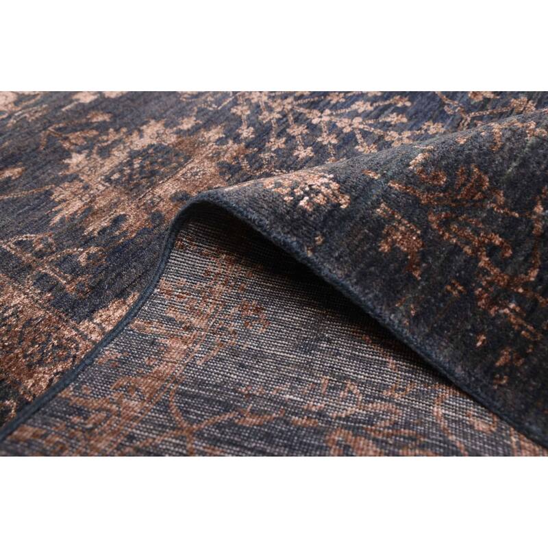 ECARPETGALLERY Hand-knotted Heritage Dark Navy Silk, Wool Rug - 8'1 x 9'11
