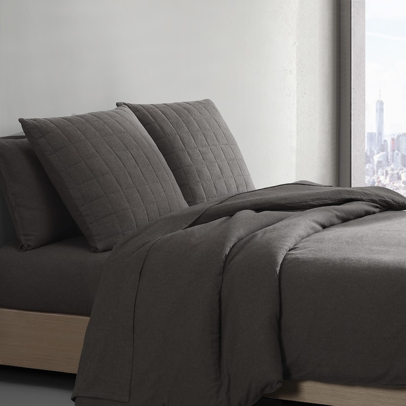 Calvin Klein Melange Cotton Flannel Solid 2 Piece Sham Set