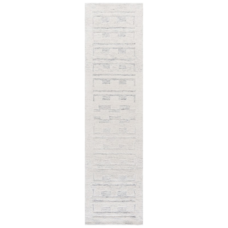 SAFAVIEH Handmade Harvest Bozhidarka Wool Rug - 2'3" x 9' Runner - Grey/Beige