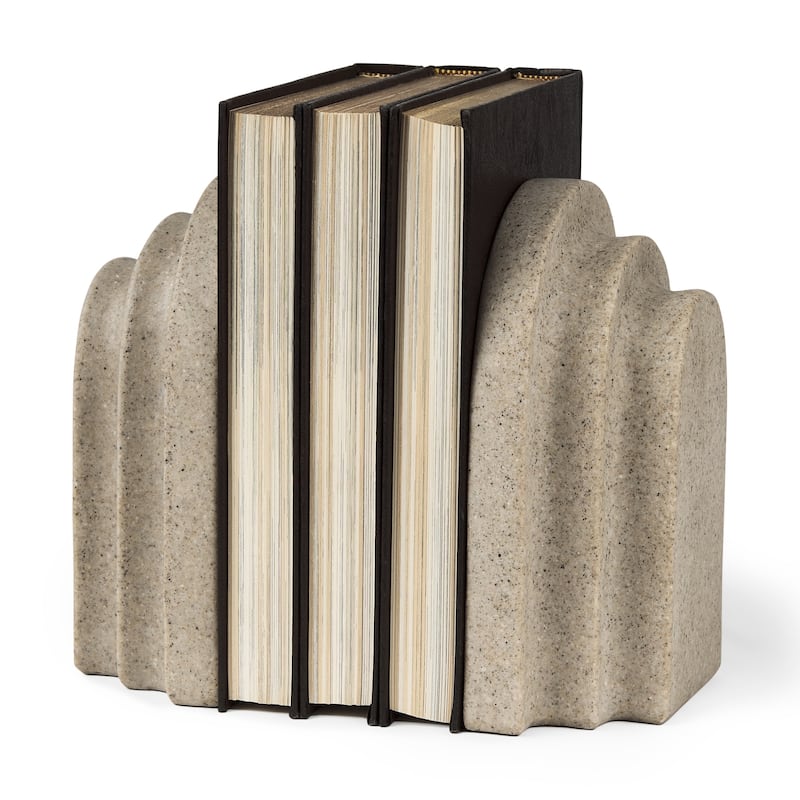Empire Granite Resin Arc Book End Set - Beige