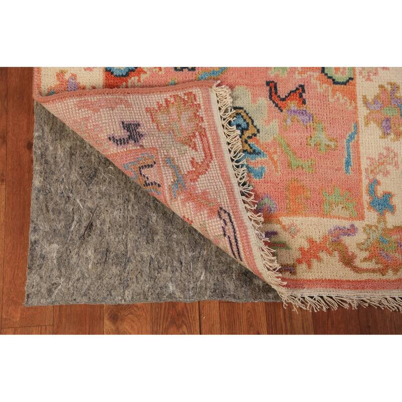Pink Oushak Indian Runner Rug Handmade Wool Carpet - 2'7"x 7'9"