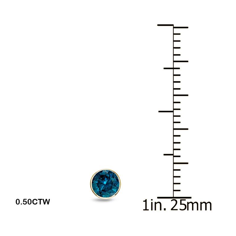 Auriya 14k Yellow Gold 1/4 to 2ctw Blue Diamond Stud Earrings Bezel-set (I1-I2) - 0.50ctw