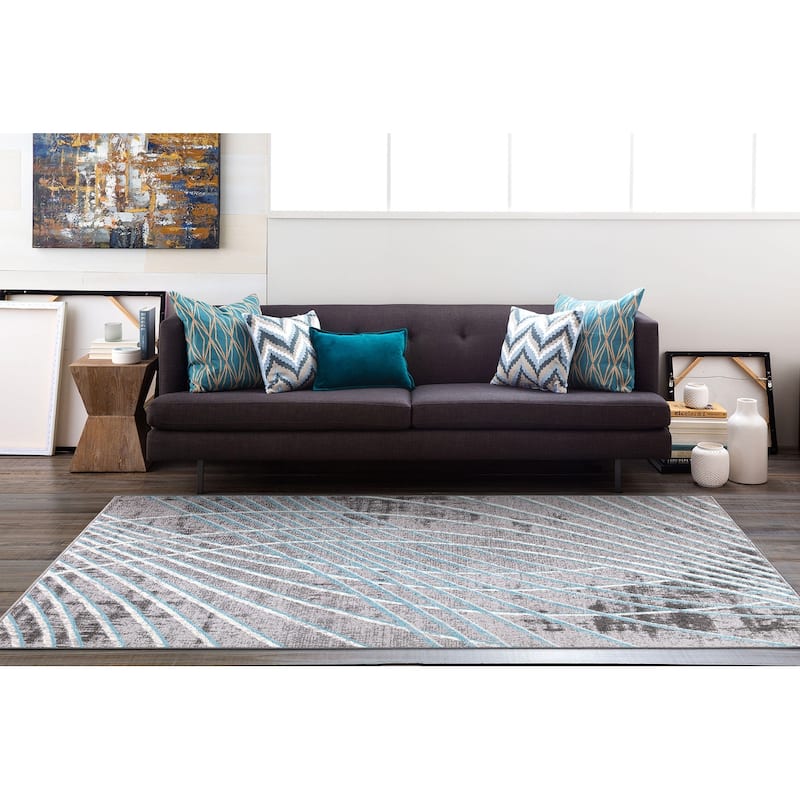 World Rug Gallery Modern Geometric Stripes Area Rug