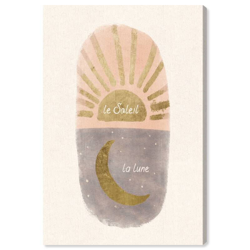 Wynwood Studio Canvas Astronomy and Space Soliel and Lune Gold and Metallic Gold Glam Wall Art Canvas Print