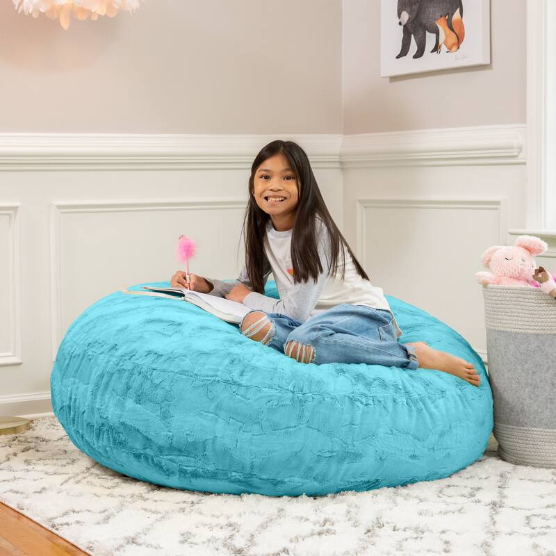 Jaxx Cocoon 4 Foot Kids Bean Bag Chair and Crash Pad - Faux Fur