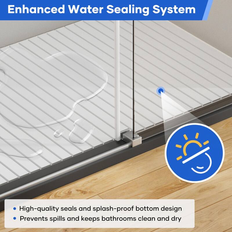 56"-60" W x 74" H Single Sliding Frameless Shower Door 8mm Thickened Tempered Glass Stainless Steel Hardware