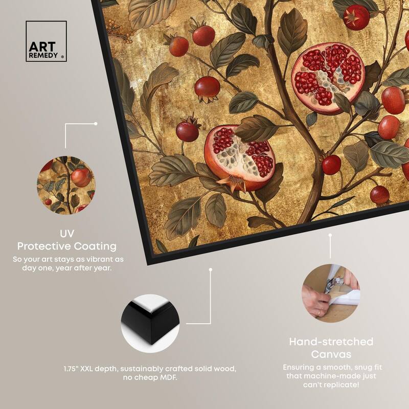 Golden Pomegranate Canvas by Art Remedy