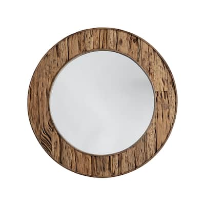 33.5" Reclaimed Railroad Ties Decorative Mirror