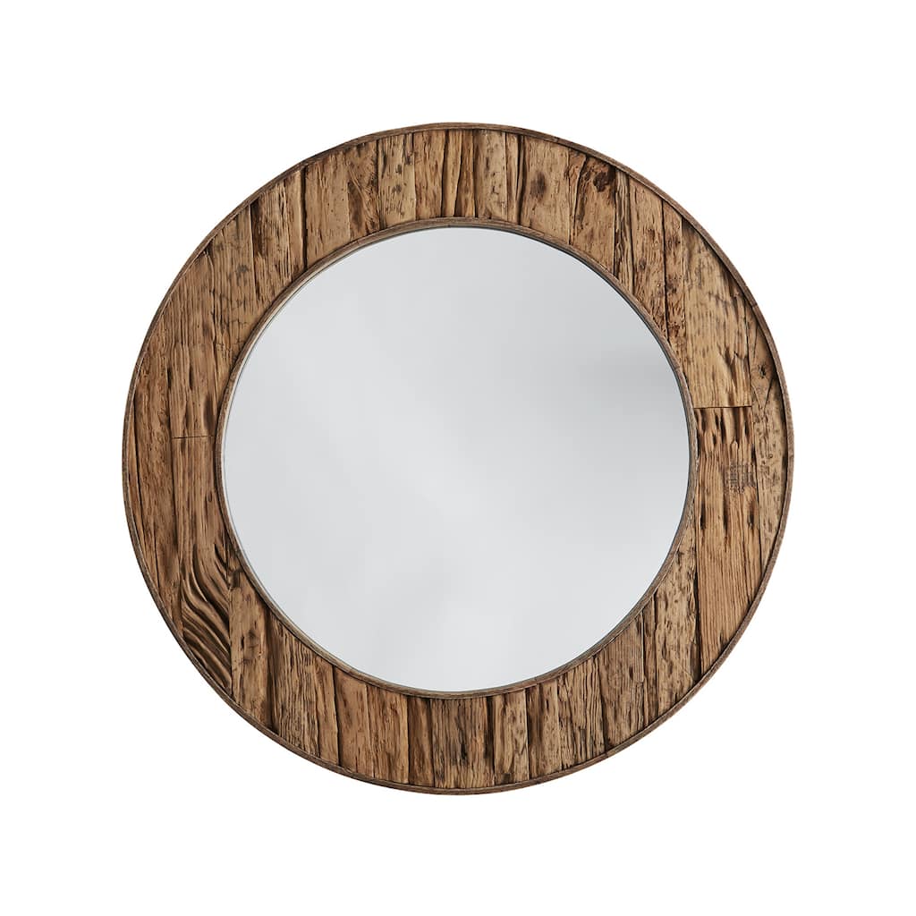 33.5" Reclaimed Railroad Ties Decorative Mirror