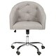 preview thumbnail 2 of 7, SAFAVIEH Amy Tufted Linen Chrome Leg Swivel Adjustable Office Chair - 24" x 22" x 31.9"