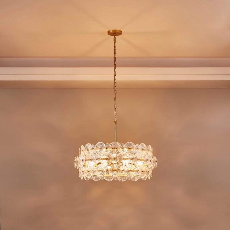 KAWOTI 6-Light Drum Glass Chandelier Pendant Lights