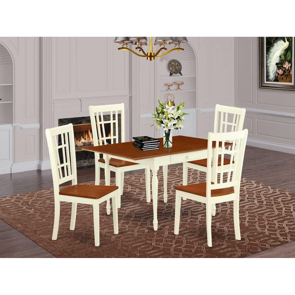 5-Piece Buttermilk and Cherry Solid Wood Top - Dining Room Set - Seats 4