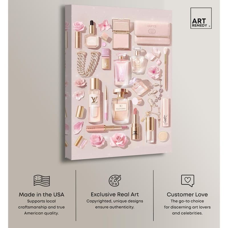Light Make Up Accessories Canvas by Art Remedy, Gallery Wrapped