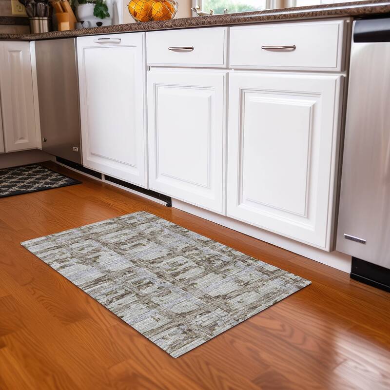 Machine Washable Indoor/ Outdoor Chantille Abstract Contemporary Rug