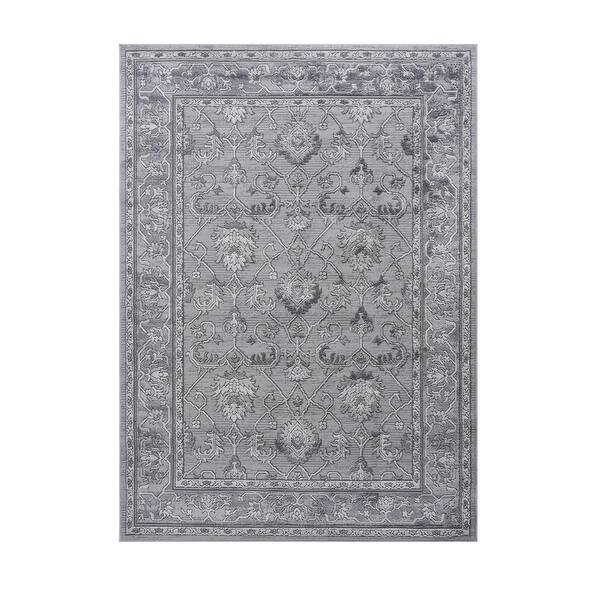 slide 2 of 9, LOOM & LUXE Collection Grey/Oriental Non-Shedding Area Rug 120" D x 93" W x 0.35"