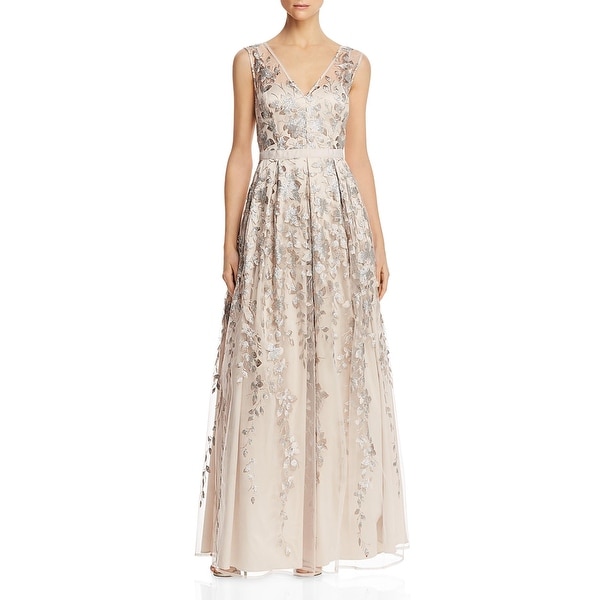 Eliza J Womens Formal Dress V-Neck Sequined - Taupe. Opens flyout.