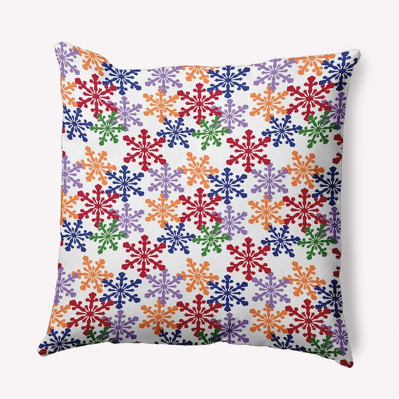 Snow Fall Winter Indoor/Outdoor Throw Pillow - 16" x 16" - Orange