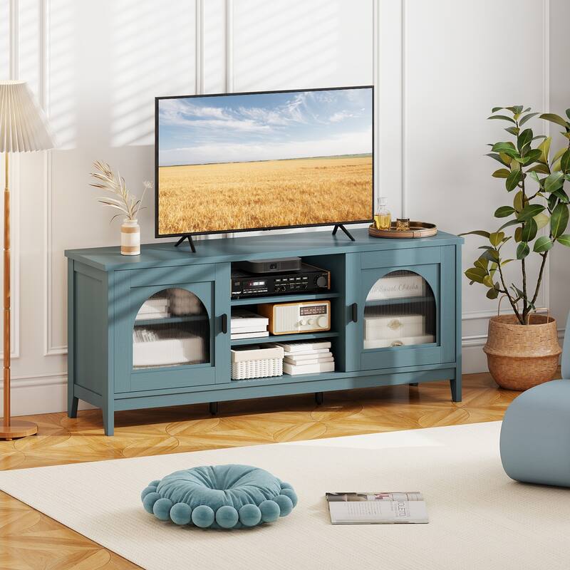 Gymax Farmhouse TV Stand for TVs up to 65'' Modern Vintage TV Cabinet