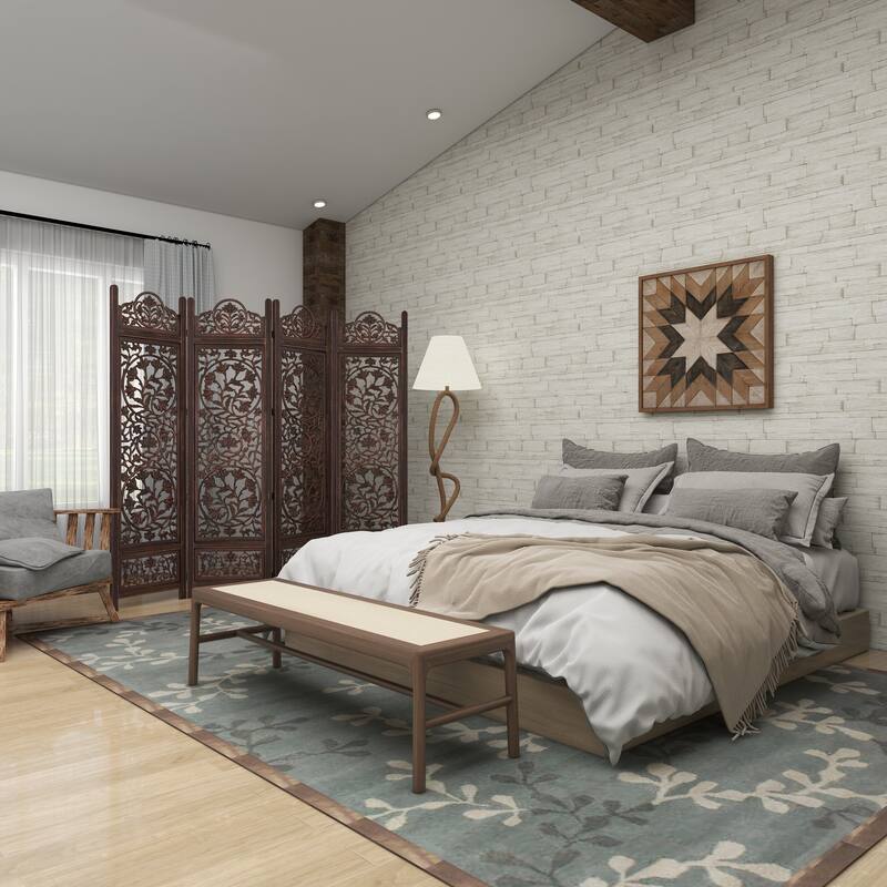 Brown MDF Traditional Room Divider Screen 72 x 80 x 1