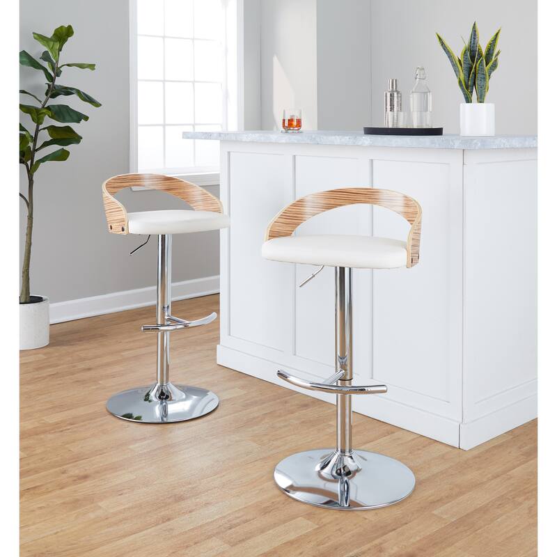 Grotto Adjustable Barstool with Chrome Base- Set Of 3