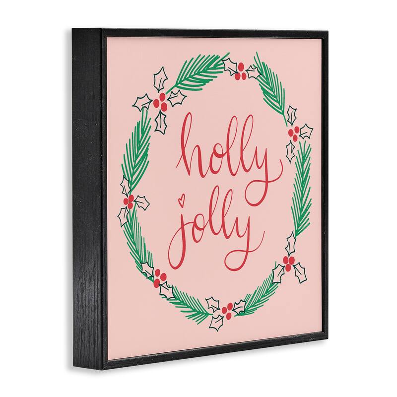 Stupell Minimal Holly Jolly Wreath Framed Giclee Art Design By Sazerelli Designs