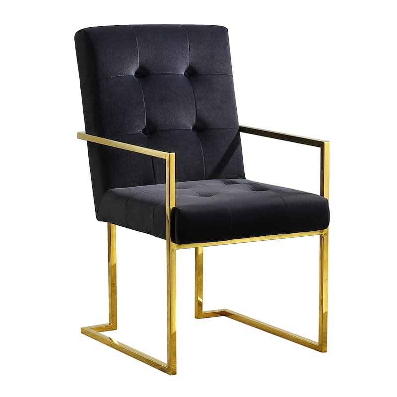 Velvet Dining Arm Chair - Black