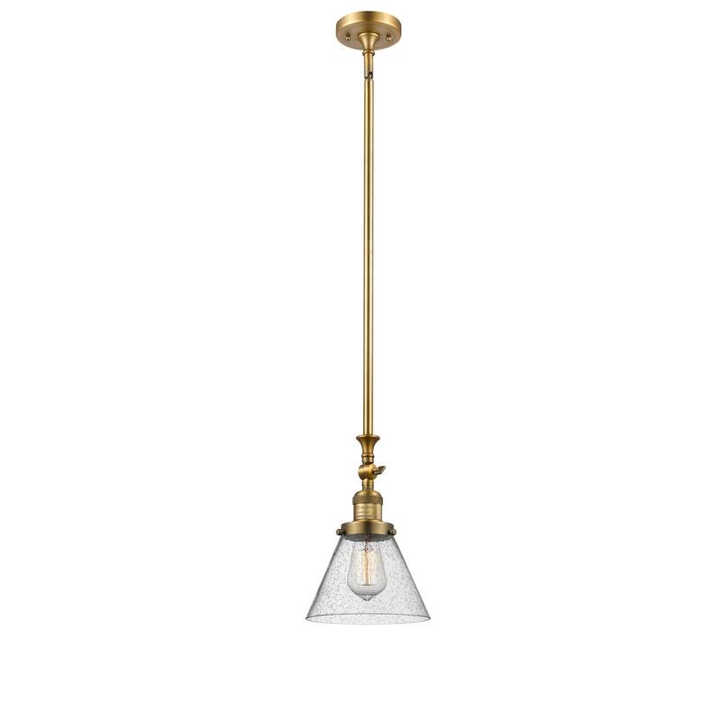 Innovations Lighting Large Cone 8" Wide Adjustable Mini Pendant - Brushed Brass / Seedy