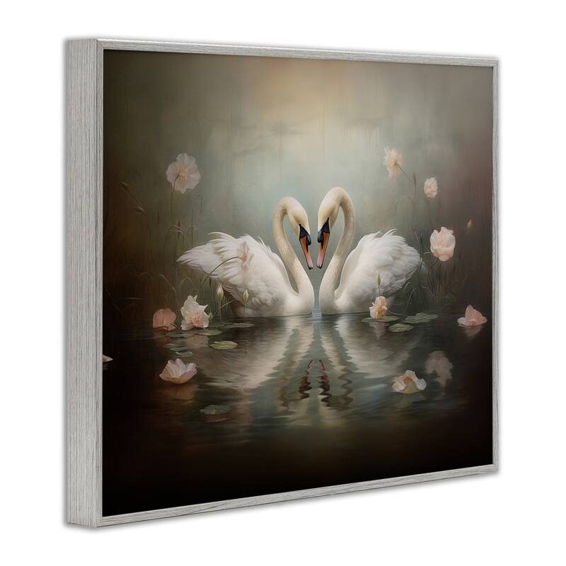 Stupell Romantic Swans Reflection Framed Giclee Art Design By Arlington Prints