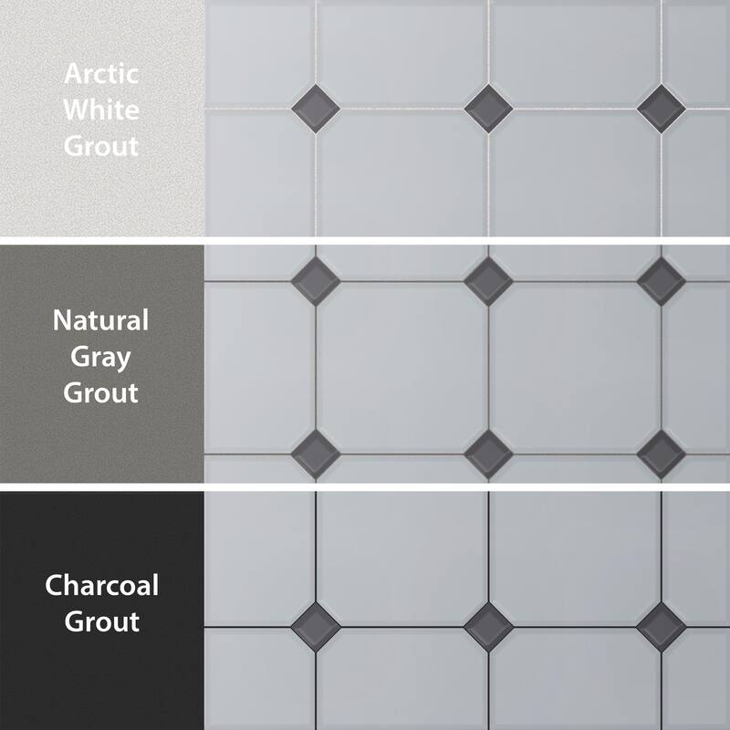 Merola Tile Vaudeville Octagon Humo with Taco Antracita 7-7/8" x 7-7/8" Porcelain Floor and Wall Tile