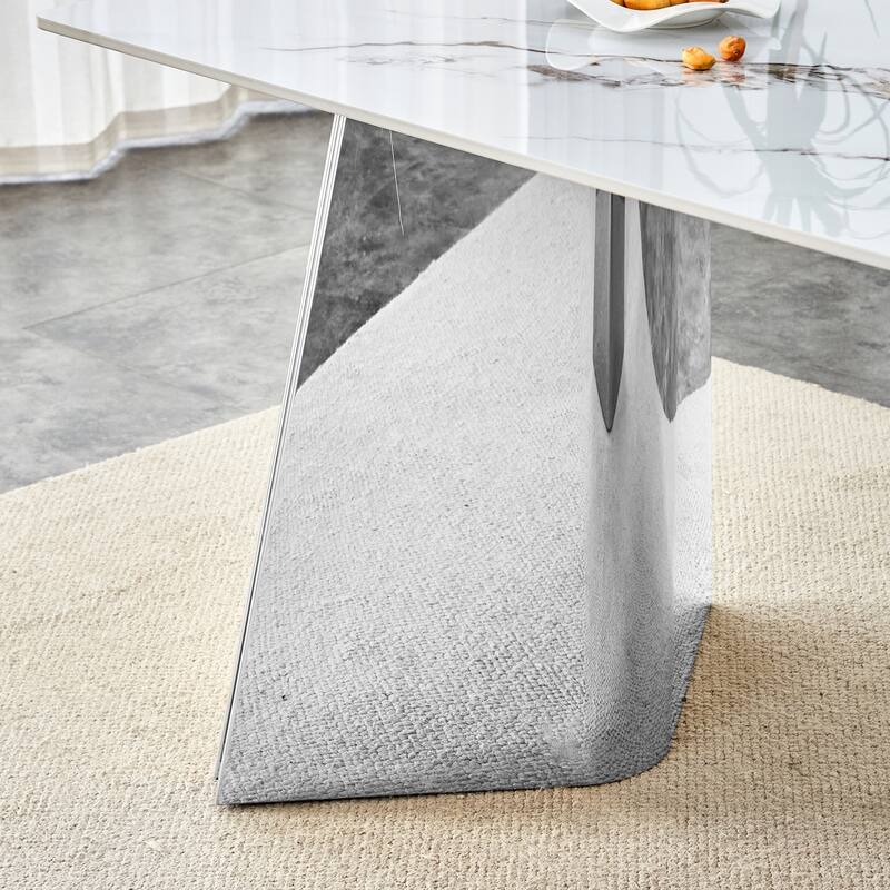 Dining Room Dining Table with Stainless Steel Butterfly Legs Office Table Accent Table Computer Table