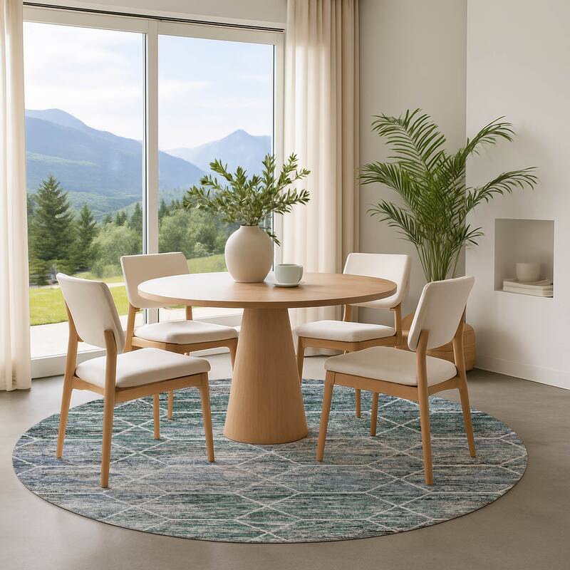 Premium Washable Super Soft Geo Abstract Mayfield Rug - Teal - 8' x 8'