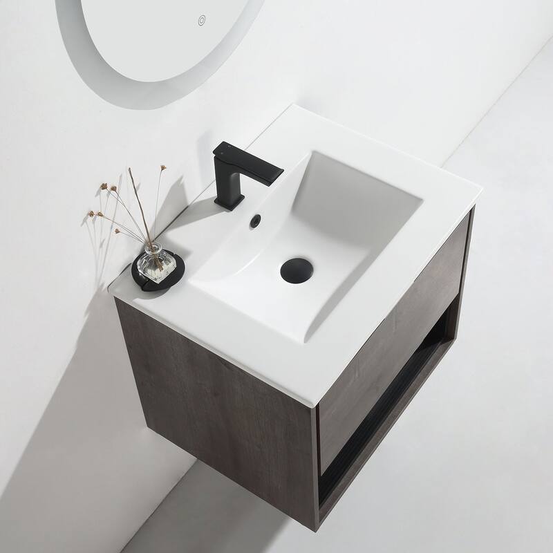 24"/30"/32"/36" Floating Bathroom Vanity Set with Ceramic Sink