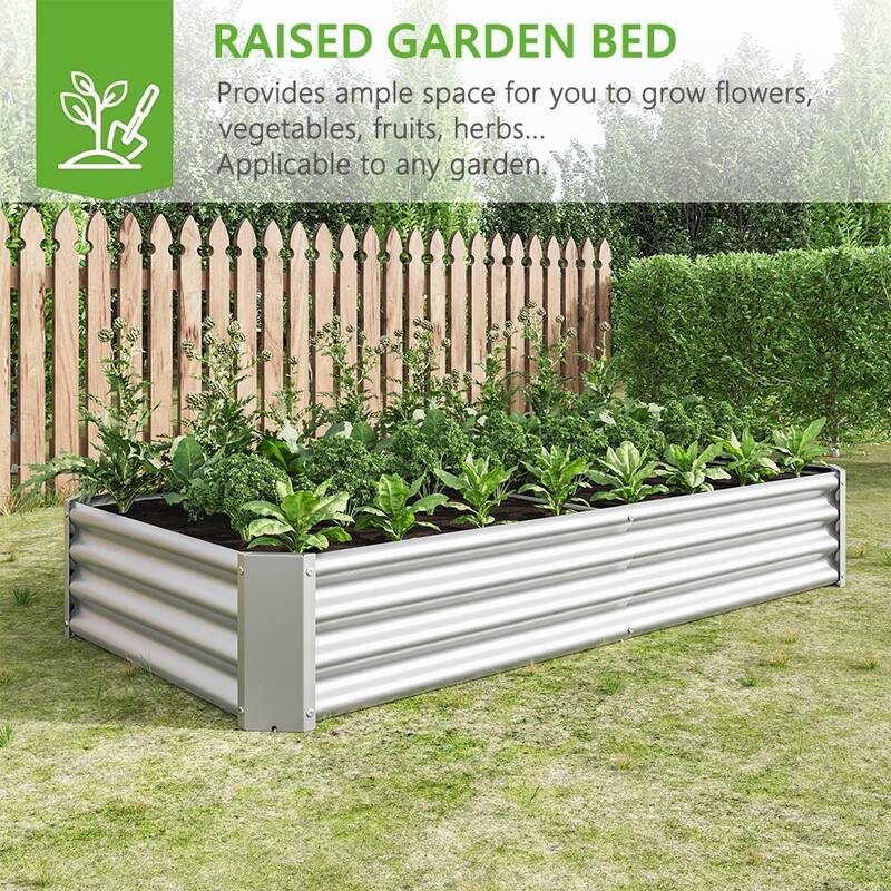 Outdoor Galvanized Metal Raised Garden Bed Kit - 6 x 3 x 1 ft