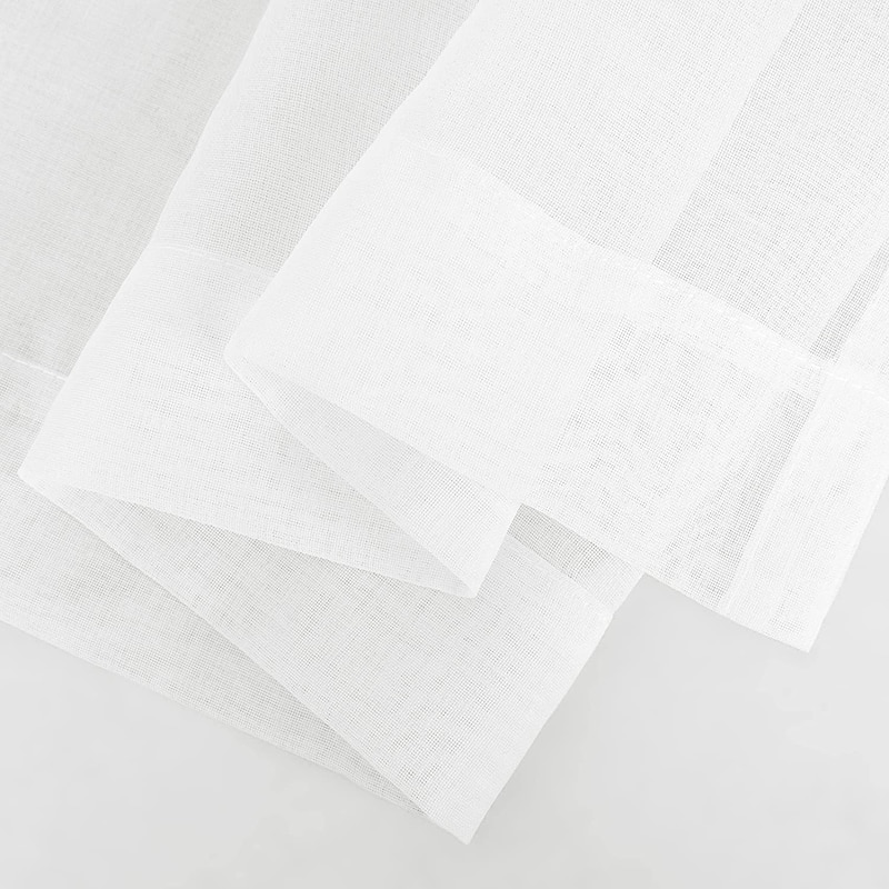 DriftAway Pinch Pleat Solid White Sheer Curtains Light Filtering Privacy Drapes for Living Room Bedroom Window Treatments