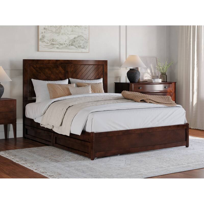 Clayton Platform Bed with Panel Footboard and Storage Drawers