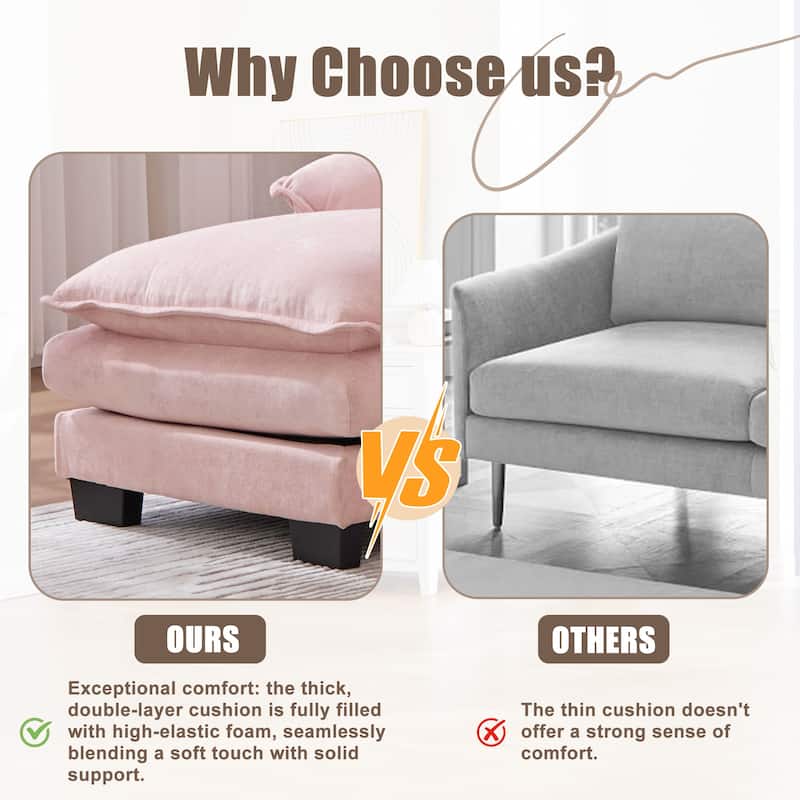 HOMEFUN Chenille Upholstered U-Shaped Modular Wood Frame Sleeper Sectional Sofa with Double Chaise