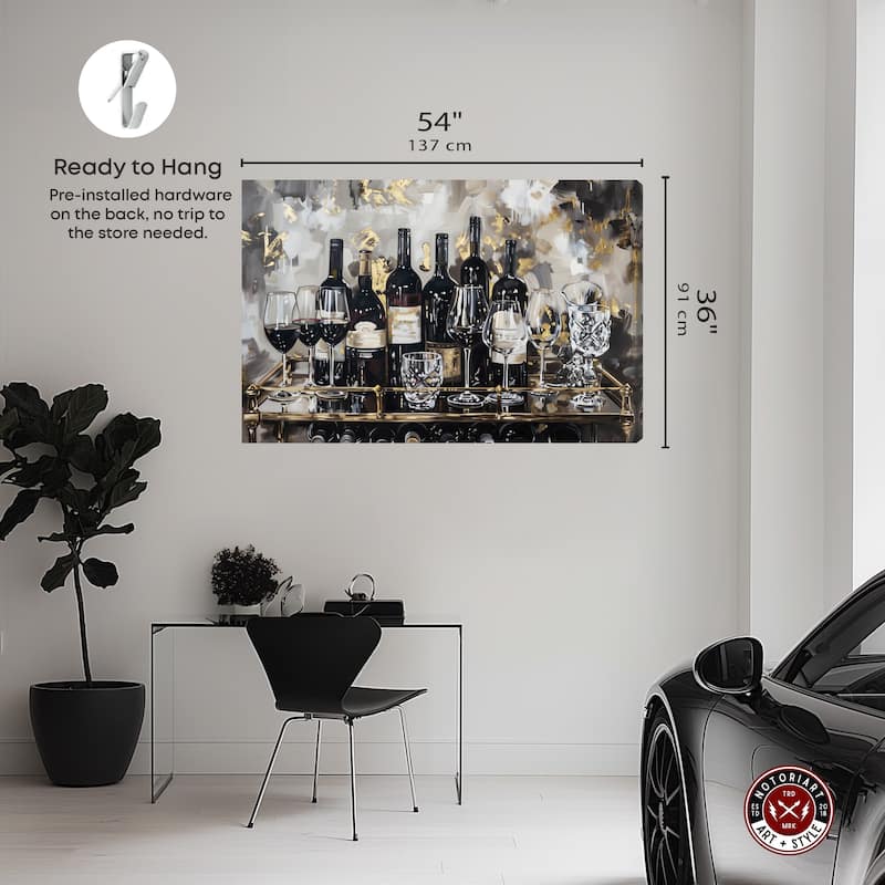 Notoriart Now Serving Champagne Gallery Wrapped Bar Cart Art For Men