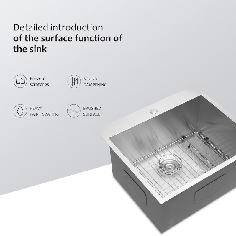 Drop-In 16 Gauge Single Bowl Stainless Steel Kitchen Sinks in Brushed Nickel