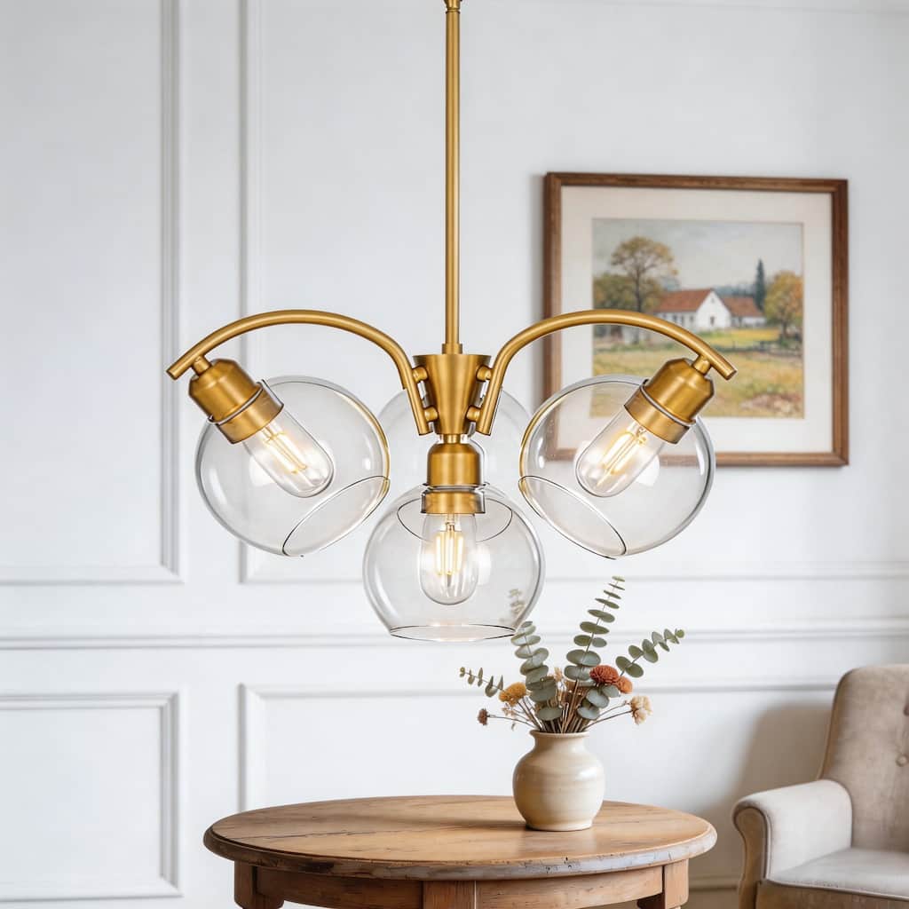 LamQee Sputnik Metal Chandelier with Clear Glass Globe Shades