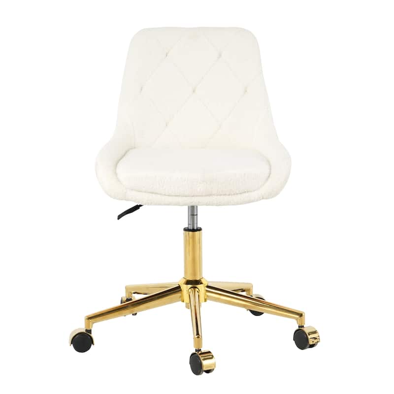 (set of 1)teddy fleece fabric with gold legs chair,lift adjustment