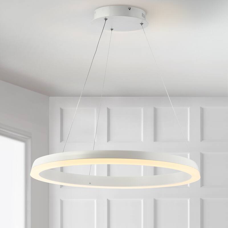 Benton 23.5" 1-Light LED Metal Hoop Pendant, by JONATHAN Y