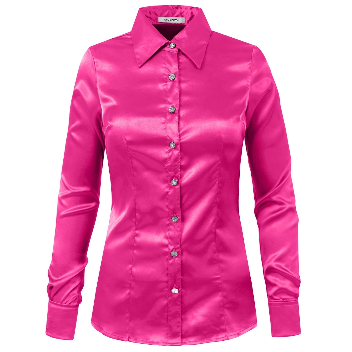 pink satin button down