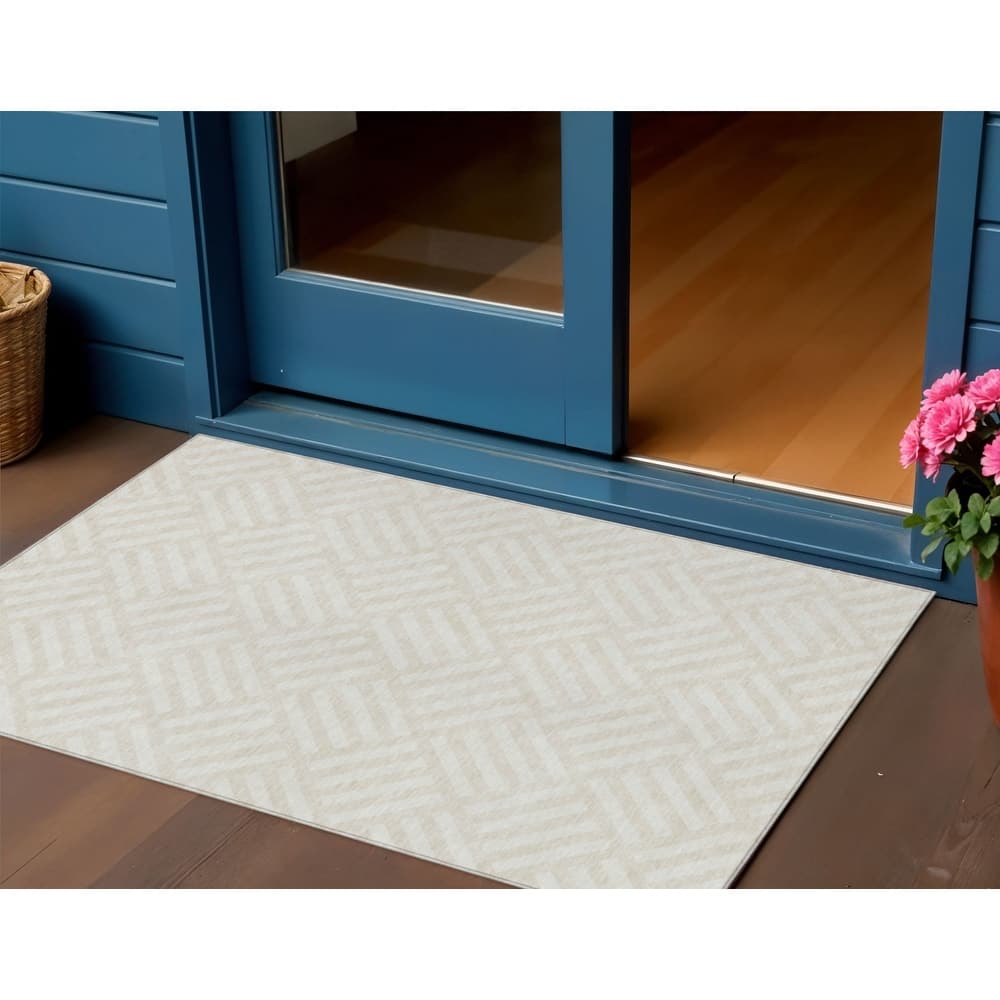 HomeRoots Geometric Transitional Rectangle Outdoor Rug