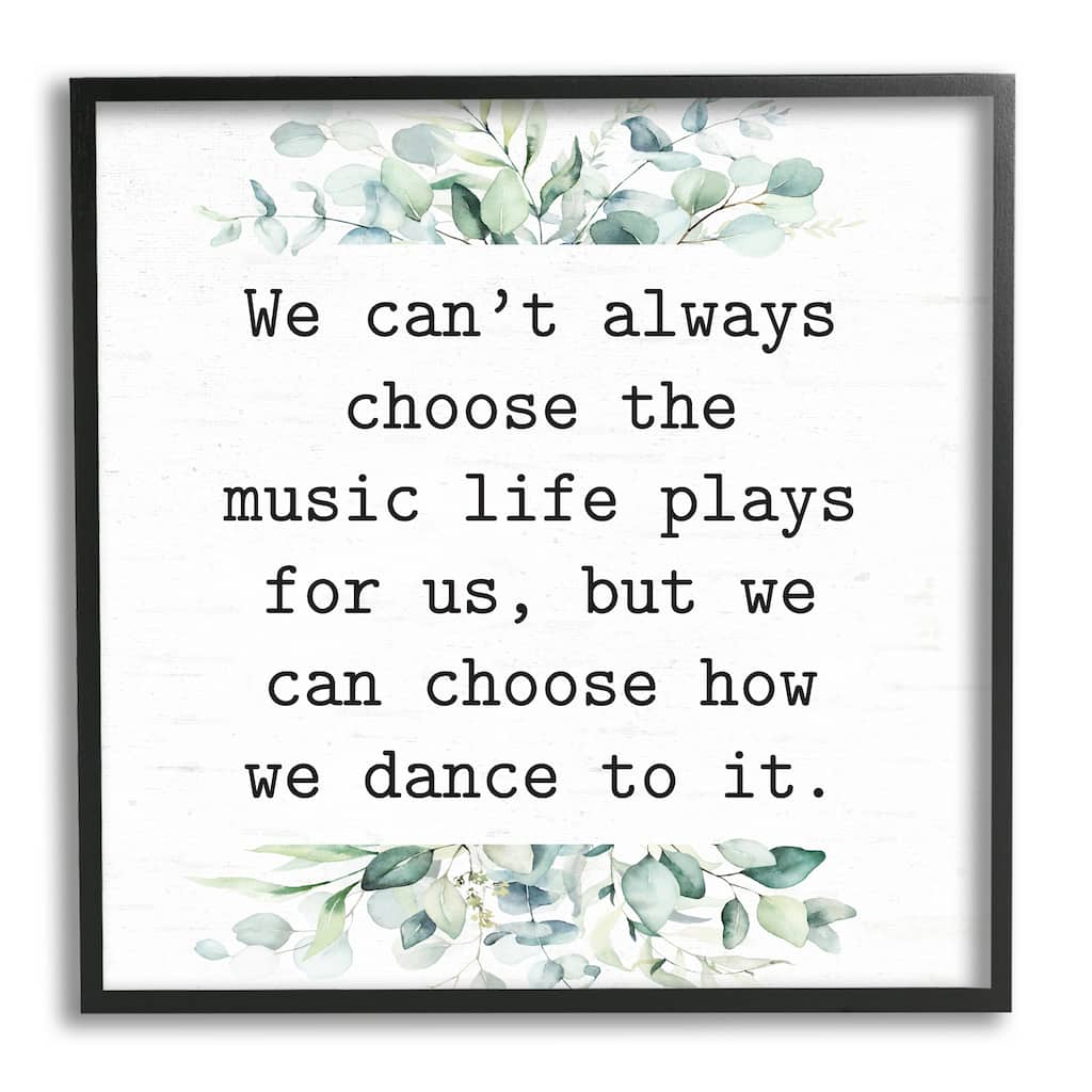 Stupell Inspirational Music Life Quote Mixed Botanicals Arrangement Framed Wall Art, Design by Lettered and Lined - White