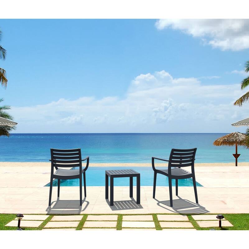 18" Dark Gray Patio Square Resin Side Table with Drain Hole