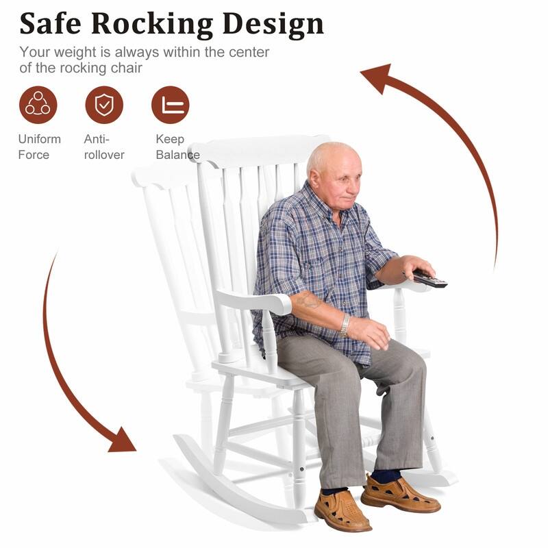 Single Solid Wood Patio Rocking Chair