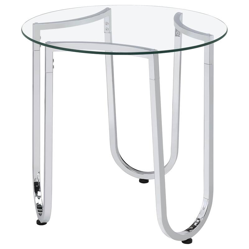 Beller Round Tempered Glass Top Coffee Table Set Chrome